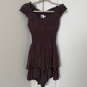 Chic Brown Ruffled Romper